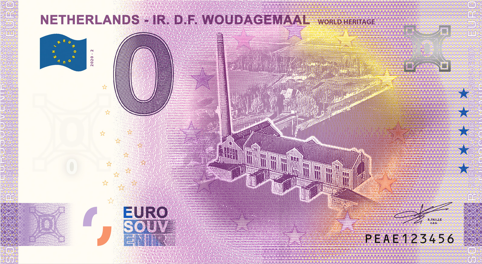 0 Euro souvenir note Nederland 2020 - Woudagemaal
