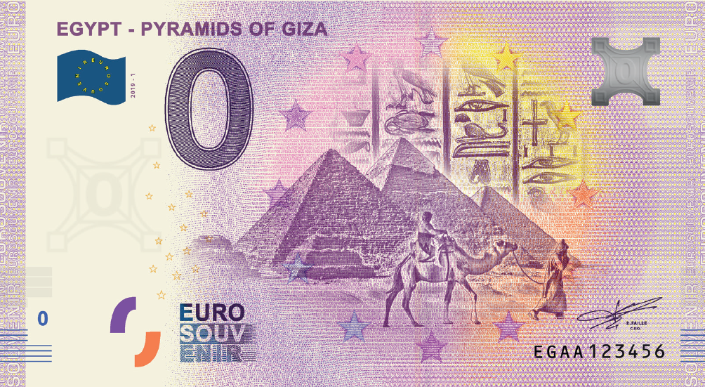 0 Euro souvenir note Egypte 2019 - Pyramids of Giza