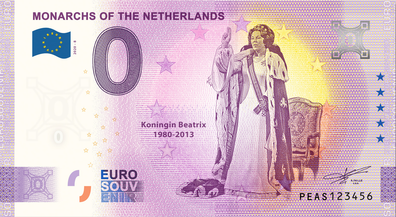 0 Euro souvenir note Nederland 2020 - Koningin Beatrix