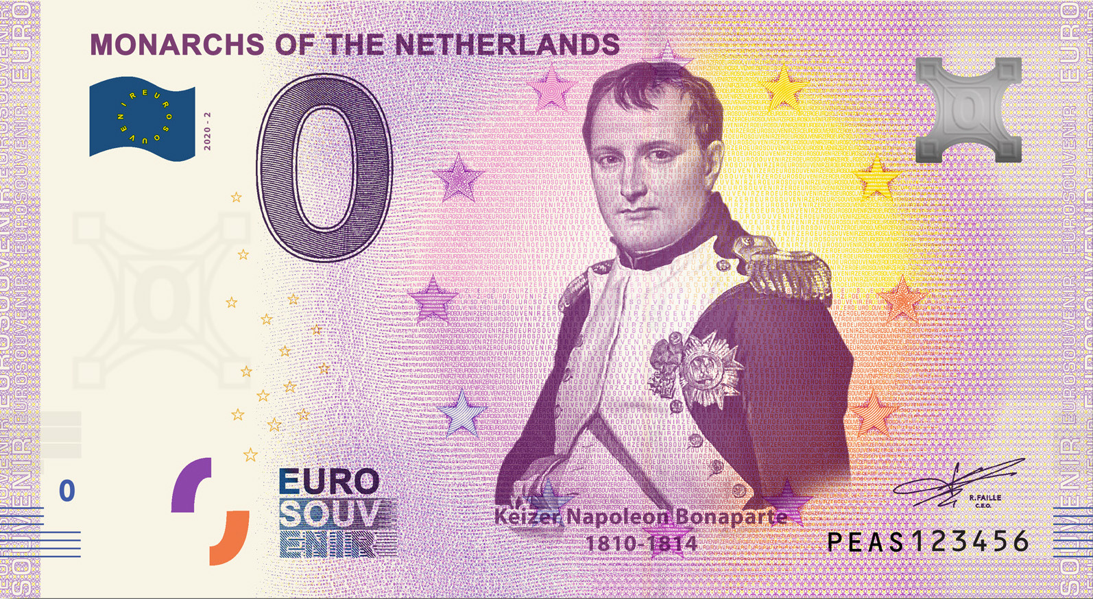 0 Euro souvenir note Nederland 2020 - Keizer Napoleon Bonaparte