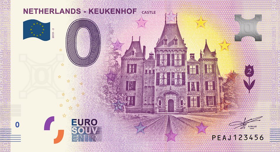 0 Euro souvenir note Nederland 2019 - Keukenhof Castle
