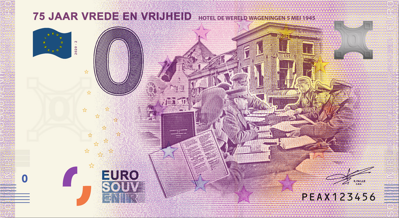 0 Euro souvenir note Nederland 2020 - Hotel de Wereld