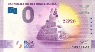 0 Euro souvenir note Nederland 2020 - Bankbiljet uit het huwelijksjaar in cadeausleeve