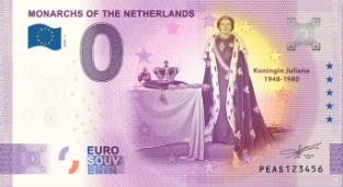 0 Euro souvenir note Nederland 2020 - Koningin Juliana