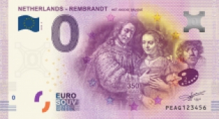 0 Euro souvenir note Nederland 2019 - Rembrandt Het Joodse Bruidje