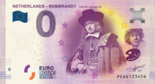 0 Euro souvenir note Nederland 2019 - Rembrandt Portret van Jan Six