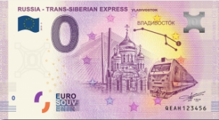 0 Euro souvenir note Rusland 2020 - Trans-Siberian Express Vladivostok