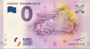 0 Euro souvenir note Canada 2019 - Niagara Falls