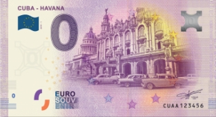 0 Euro souvenir note Cuba 2019 - Havana