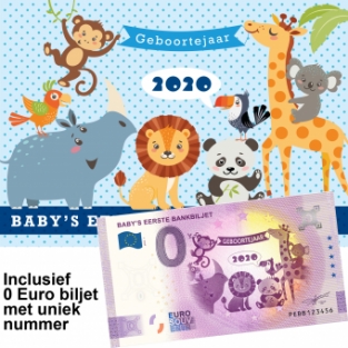 0 Euro souvenir note Nederland 2020 - Baby's eerste bankbiljet in cadeausleeve jongen