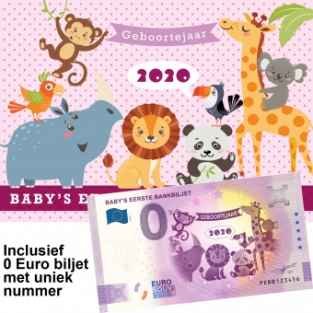 0 Euro souvenir note Nederland 2020 - Baby's eerste bankbiljet in cadeausleeve meisje