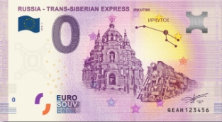 0 Euro souvenir note Rusland 2019 - Trans-Siberian Express Irkutsk